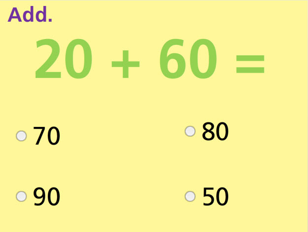 Add Multiples of 10 Math Test