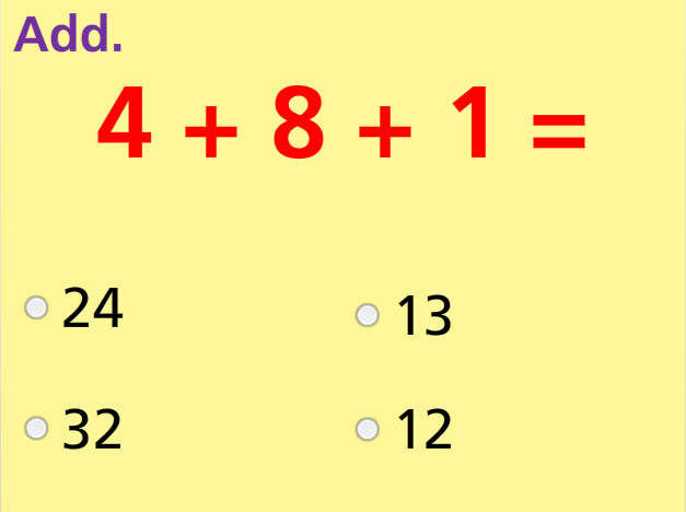 Add Three Numbers Math Test