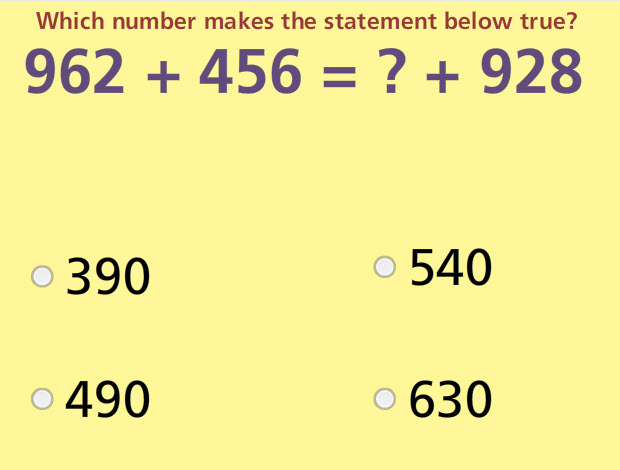 Balance Addition Equations up to 3 Digits Math Test