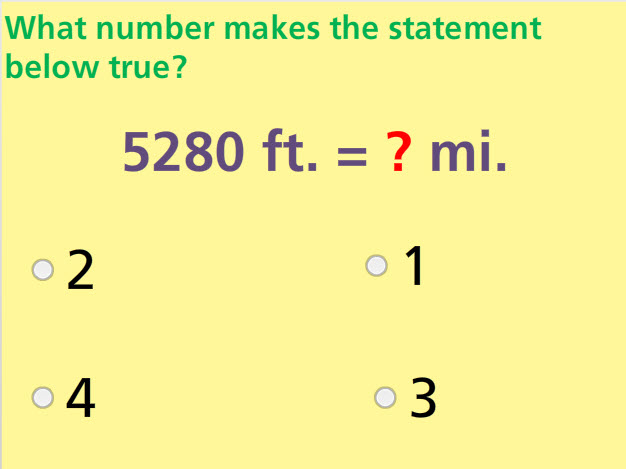 Convert Customary Units Math Test
