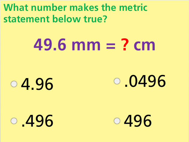 Convert Metric Units Math Test