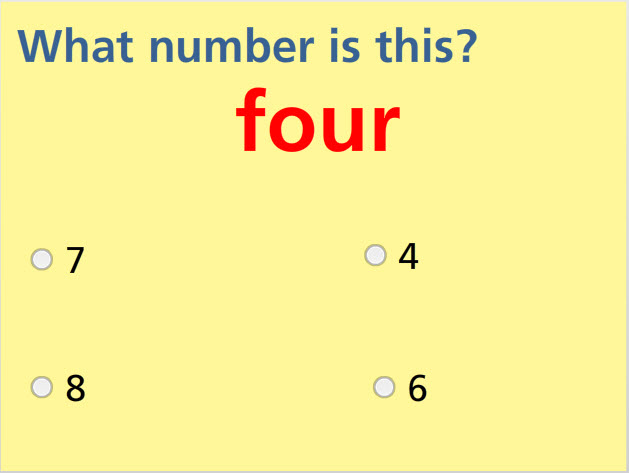 Name Numbers- up to 10 Math Test